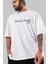 Salınada Salına Gel Ön Baskılı Beyaz Oversize T-Shirt Erkek Kadın Bisiklet Yaka 3