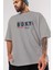 Brooklyn 56 Ön Baskılı Gri Oversize T-Shirt Unisex Erkek Kadın Bisiklet Yaka 3
