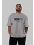 Brooklyn 56 Ön Baskılı Gri Oversize T-Shirt Unisex Erkek Kadın Bisiklet Yaka 5