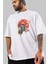 Ronin Ön Baskılı Beyaz Oversize T-Shirt Erkek Kadın Bisiklet Yaka 3