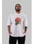 Ronin Ön Baskılı Beyaz Oversize T-Shirt Erkek Kadın Bisiklet Yaka 5