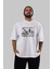Perth Ön Baskılı Beyaz Oversize T-Shirt Erkek Kadın Bisiklet Yaka 1