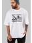 Perth Ön Baskılı Beyaz Oversize T-Shirt Erkek Kadın Bisiklet Yaka 3