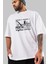 Perth Ön Baskılı Beyaz Oversize T-Shirt Erkek Kadın Bisiklet Yaka 5
