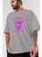Future Hope Ön Baskılı Gri Oversize T-Shirt Unisex Erkek Kadın Bisiklet Yaka 3