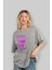 Future Hope Ön Baskılı Gri Oversize T-Shirt Unisex Erkek Kadın Bisiklet Yaka 4