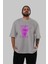 Future Hope Ön Baskılı Gri Oversize T-Shirt Unisex Erkek Kadın Bisiklet Yaka 5