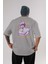 Youth Arka Baskılı Gri Oversize T-Shirt Unisex Erkek Kadın Bisiklet Yaka 1
