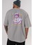 Youth Arka Baskılı Gri Oversize T-Shirt Unisex Erkek Kadın Bisiklet Yaka 5