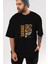 Savage Brooklyn Yazılı Ön Baskılı Siyah Oversize T-Shirt Erkek Kadın Bisiklet Yaka 3