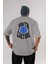 Youth Culture Arka Baskılı Gri Oversize T-Shirt Unisex Erkek Kadın Bisiklet Yaka 1
