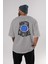 Youth Culture Arka Baskılı Gri Oversize T-Shirt Unisex Erkek Kadın Bisiklet Yaka 4