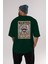Cartel Luffy Gear 5 Anime Arka Baskılı Zümrüt Yeşili Oversize T-Shirt Pamuk Erkek Kadın 5