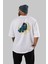 Playing Vionist Arka Baskılı Beyaz Oversize T-Shirt Erkek Kadın Bisiklet Yaka 3