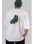 Playing Vionist Arka Baskılı Beyaz Oversize T-Shirt Erkek Kadın Bisiklet Yaka 4