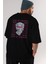 Less Of Emotion Arka Baskılı Siyah Oversize T-Shirt Erkek Kadın Bisiklet Yaka 2