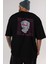 Less Of Emotion Arka Baskılı Siyah Oversize T-Shirt Erkek Kadın Bisiklet Yaka 4