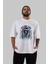 Too Hot And Bitter Ön Baskılı Beyaz Oversize T-Shirt Erkek Kadın Bisiklet Yaka 4