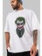 Why So Serious Ön Baskılı Beyaz Oversize T-Shirt Erkek Kadın Bisiklet Yaka 3