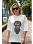 Why So Serious Ön Baskılı Beyaz Oversize T-Shirt Erkek Kadın Bisiklet Yaka 4