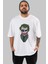 Why So Serious Ön Baskılı Beyaz Oversize T-Shirt Erkek Kadın Bisiklet Yaka 5