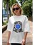 Youth Culture Ön Baskılı Beyaz Oversize T-Shirt Erkek Kadın Bisiklet Yaka 1