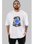 Youth Culture Ön Baskılı Beyaz Oversize T-Shirt Erkek Kadın Bisiklet Yaka 4