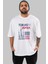 Tokyo Ön Baskılı Beyaz Oversize T-Shirt Erkek Kadın Bisiklet Yaka 4