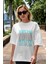 Brooklyn New York City Ön Baskılı Beyaz Oversize T-Shirt Erkek Kadın Bisiklet Yaka 2