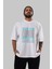 Brooklyn New York City Ön Baskılı Beyaz Oversize T-Shirt Erkek Kadın Bisiklet Yaka 4