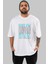Brooklyn New York City Ön Baskılı Beyaz Oversize T-Shirt Erkek Kadın Bisiklet Yaka 5