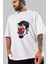 Japanese Devil Ön Baskılı Beyaz Oversize T-Shirt Erkek Kadın Bisiklet Yaka 4