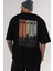Enjoy New York Yazılı Arka Baskılı Siyah Oversize T-Shirt Erkek Kadın Bisiklet Yaka 1