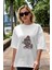 Gorilla Skater Ön Baskılı Beyaz Oversize T-Shirt Erkek Kadın Bisiklet Yaka 3
