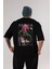 Mitsuri Demonslayer Anime Arka Baskılı Siyah Oversize T-Shirt Erkek Kadın 2