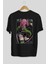 Mitsuri Demonslayer Anime Arka Baskılı Siyah Oversize T-Shirt Erkek Kadın 3