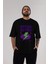 Hyper Retro Yazılı Ön Baskılı Siyah Oversize T-Shirt Erkek Kadın Bisiklet Yaka 1