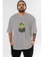 Silence Is Gold Ön Baskılı Gri Oversize T-Shirt Unisex Erkek Kadın Bisiklet Yaka 1