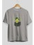 Silence Is Gold Ön Baskılı Gri Oversize T-Shirt Unisex Erkek Kadın Bisiklet Yaka 2
