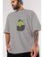 Silence Is Gold Ön Baskılı Gri Oversize T-Shirt Unisex Erkek Kadın Bisiklet Yaka 3