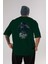 Captaın Amerıca Arka Baskılı Zümrüt Yeşili Oversize T-Shirt Unisex Erkek Kadın Bisiklet Yaka 1