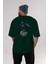 Captaın Amerıca Arka Baskılı Zümrüt Yeşili Oversize T-Shirt Unisex Erkek Kadın Bisiklet Yaka 5