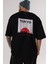Tokyo Japan Yazılı Arka Baskılı Siyah Oversize T-Shirt Erkek Kadın Bisiklet Yaka 2