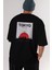 Tokyo Japan Yazılı Arka Baskılı Siyah Oversize T-Shirt Erkek Kadın Bisiklet Yaka 5