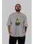 Silence Is Gold Ön Baskılı Gri Oversize T-Shirt Unisex Erkek Kadın Bisiklet Yaka 5