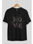 Love Yazılı Ön Baskılı Siyah Oversize T-Shirt Erkek Kadın Bisiklet Yaka 2