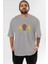404 Brain Not Found Ön Baskılı Gri Oversize T-Shirt Unisex Erkek Kadın Bisiklet Yaka 1