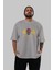404 Brain Not Found Ön Baskılı Gri Oversize T-Shirt Unisex Erkek Kadın Bisiklet Yaka 5
