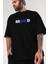 Mood Ön Baskılı Siyah Oversize T-Shirt Erkek Kadın Bisiklet Yaka 5