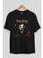 The King Is Here Yazılı Ön Baskılı Siyah Oversize T-Shirt Erkek Kadın Bisiklet Yaka 2